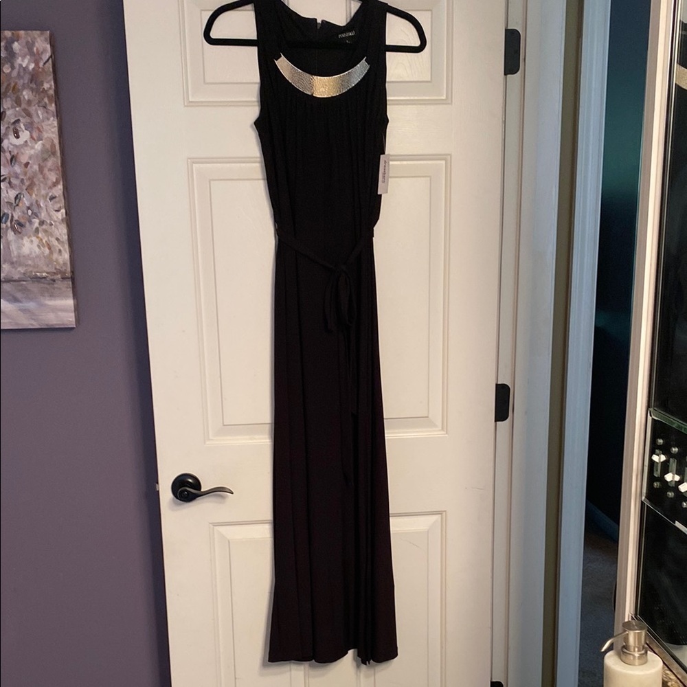 Roz & Ali Black Halter Maxi jumpsuit